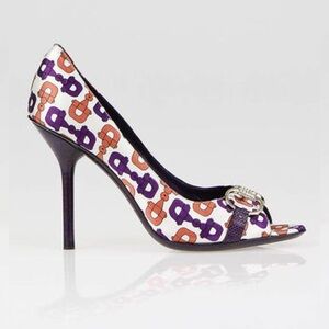 Gucci Horsebit Satin Crystal Pumps Multi Color Sz 7.5